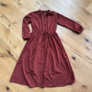 Uniqlo Rust Floral Midi Dress